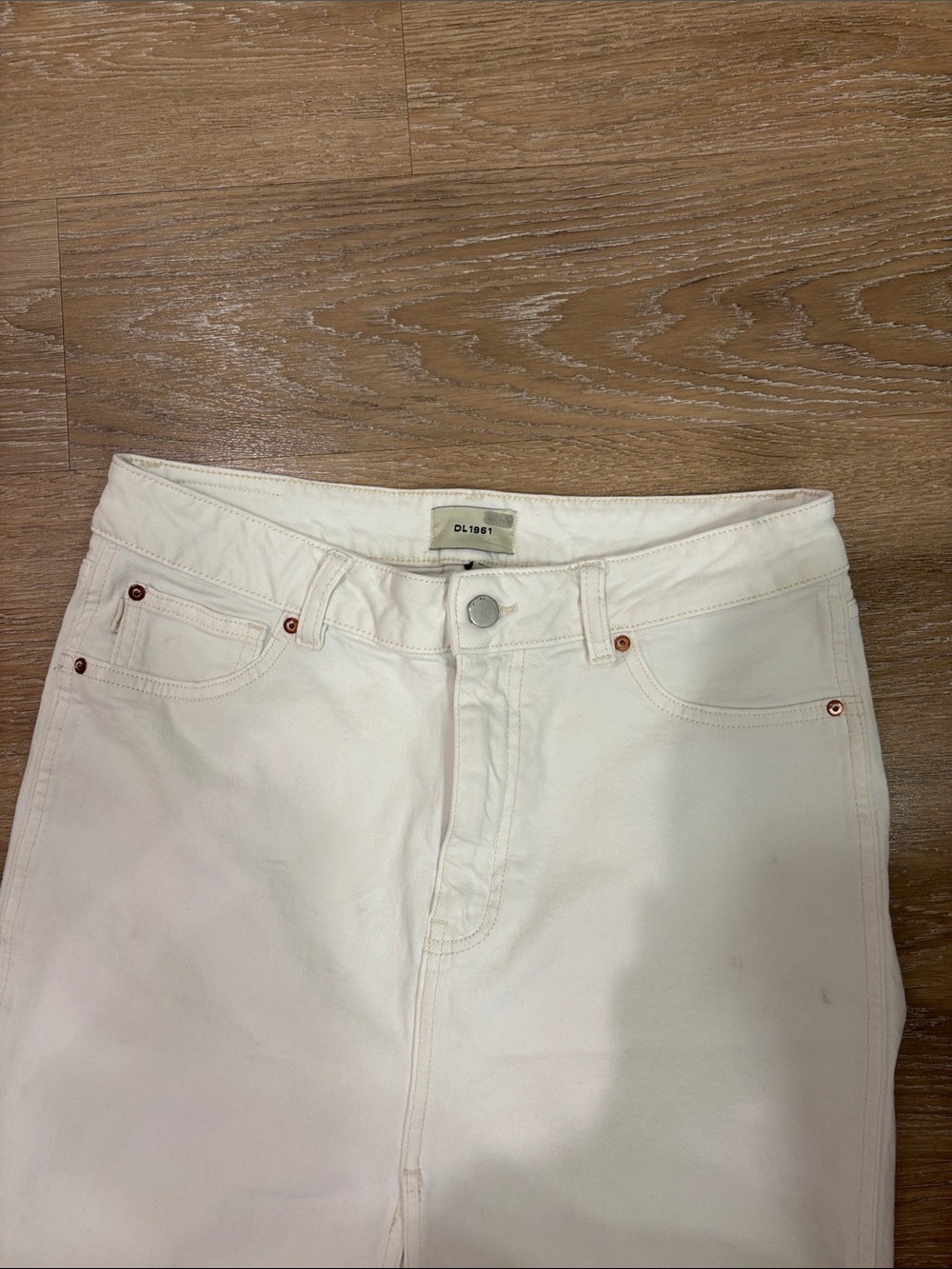 DL1961 White Denim Skirt with Front Button Detail - Picture 3 of 6